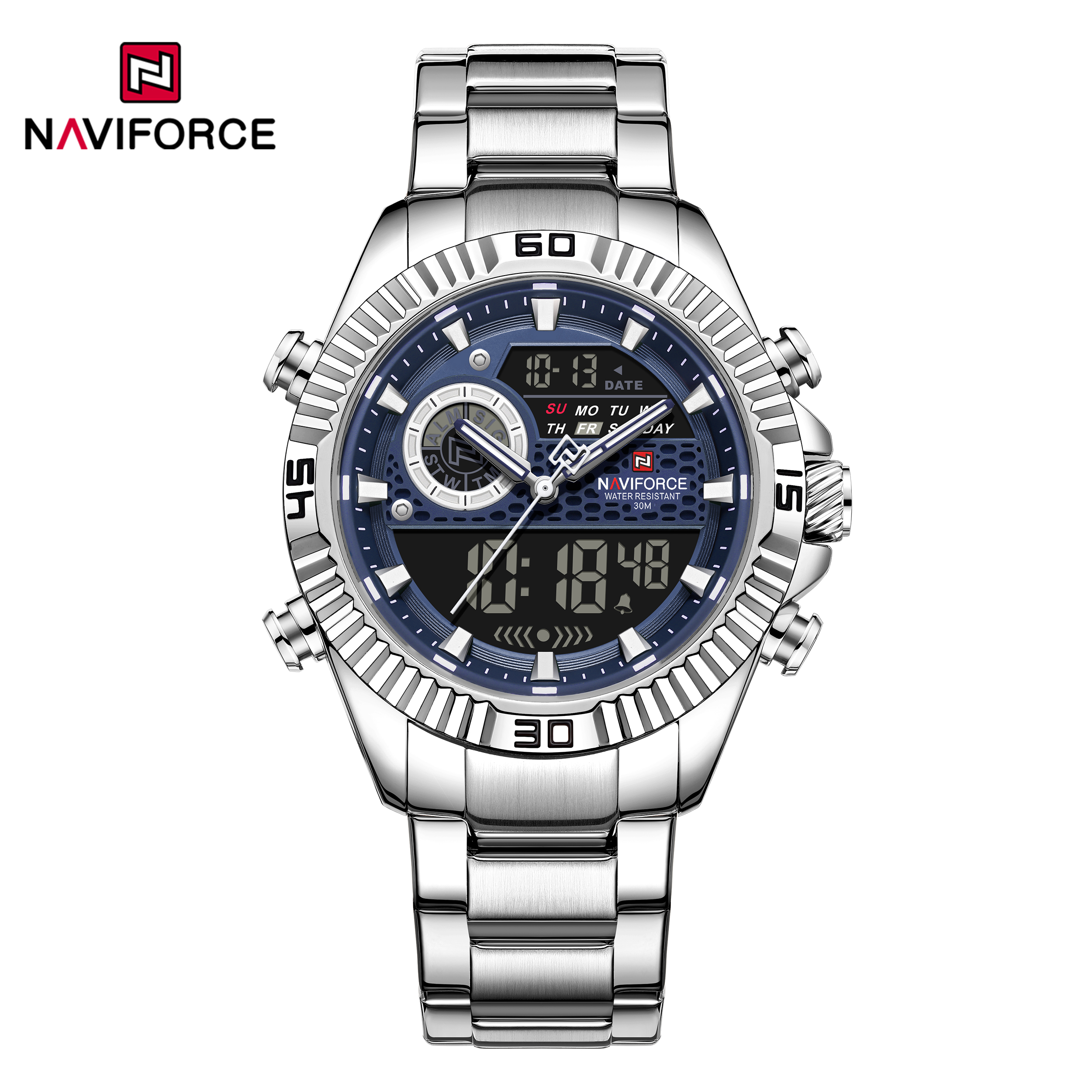 Naviforce-9262-watch-for-men-CH-Silver-Blue.jpg Naviforce 9262 Chain watch for men CH-Silver Blue - Image 1