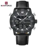 Naviforce 9263 Lethar Watch For Men - Black Gray - Image 2