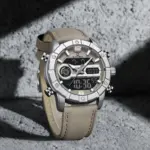 Naviforce 9263 Leathar Watch For Men - Silver Gray