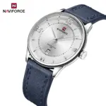 Naviforce 9272 Leather Belt Watch For Men - Blue and White - Image 2
