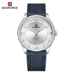 Naviforce 9272 Leather Belt Watch For Men - Blue and White - Image 3