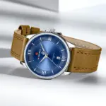Naviforce 9272 Leather Belt Watch For Men - Brown Blue - Image 3