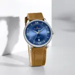 Naviforce 9272 Leather Belt Watch For Men - Brown Blue