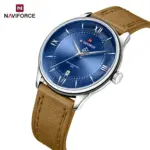 Naviforce 9272 Leather Belt Watch For Men - Brown Blue - Image 2