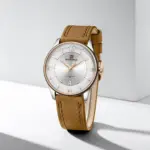 Naviforce 9272 Leather Belt Watch For Men - Brown White