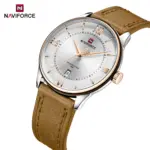 Naviforce 9272 Leather Belt Watch For Men - Brown White - Image 2