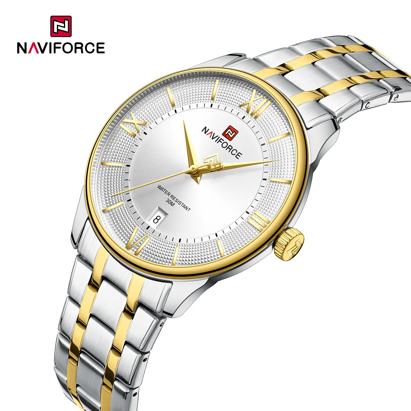 Naviforce-9272-CH-Silver-Gold-2.webp Naviforce 9272 Watch For Men - Silver Gold - Image 1