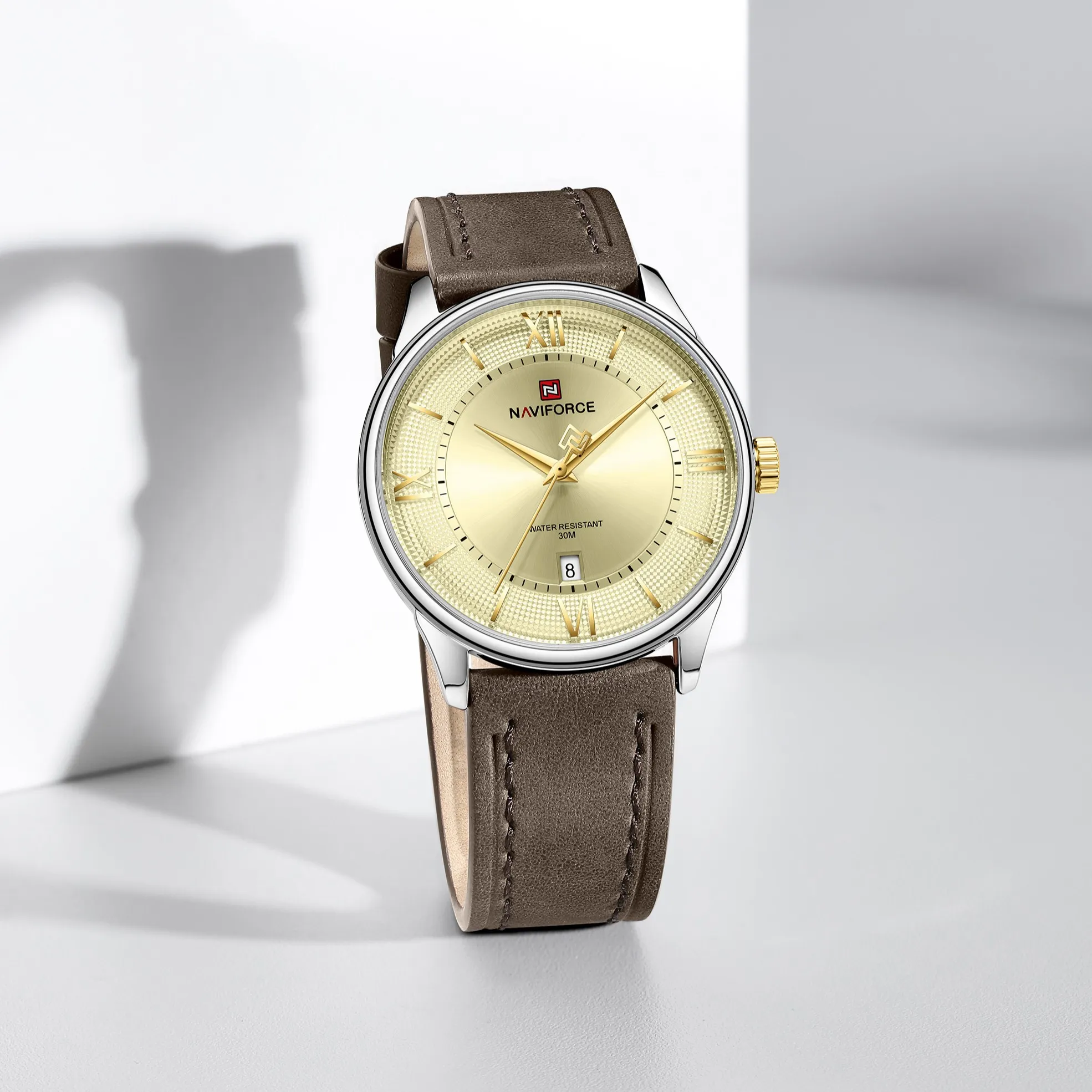 Naviforce-9272-Gold-Coffee.webp Naviforce 9272 Watch For Men-Gold Coffee - Image 1