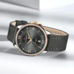 Naviforce 9272 Leather Belt Watch For Men - Rose Gray - Image 3