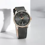 Naviforce 9272 Leather Belt Watch For Men - Rose Gray