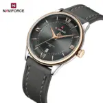 Naviforce 9272 Leather Belt Watch For Men - Rose Gray - Image 2