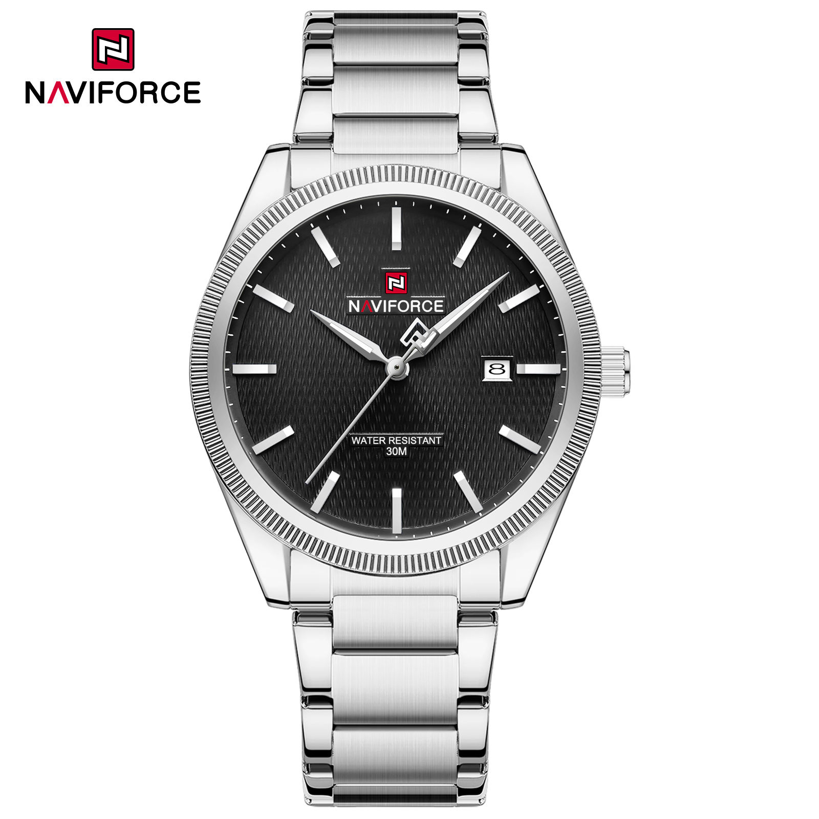 Naviforce-9276-Silver-Black-For-Men.jpg Naviforce 9276 Watch For Men - Silver Black - Image 1