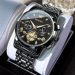 OLEVS 2829 Cornograph Watch For Men - Full Black - Image 3