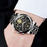 OLEVS 2829 Cornograph Watch For Men - Full Black - Image 4