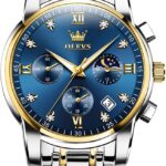 OLEVS 2829 Cornograph Watch For Men - Silver Gold Blue