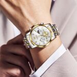 OLEVS 2829 Cornograph Watch For Men - Silver Gold White - Image 3