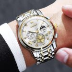 OLEVS 2829 Cornograph Watch For Men - Silver Gold White - Image 2