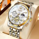 OLEVS 2829 Cornograph Watch For Men - Silver Gold White - Image 4