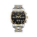 OLEVS 2858 Watch For Men-Silver Gold & Black