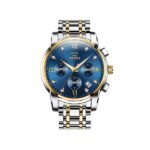 OLEVS 2858 Watch Men-Silver Gold & Blue