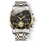OLEVS 2859 Cornograph Watch For Men - Silver Gold Black