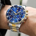 OLEVS 2870 Watch for Men - Silver Golden Blue - Image 4