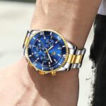 OLEVS 2870 Watch for Men - Silver Golden Blue - Image 3