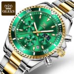 OLEVS 2870 Watch for Men - Silver Golden Green - Image 2