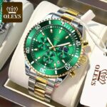 OLEVS 2870 Watch for Men - Silver Golden Green - Image 3