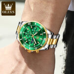 OLEVS 2870 Watch for Men - Silver Golden Green - Image 4