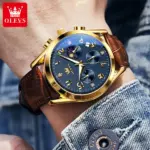 OLEVS 2890 Watch For Men - Brown Gold Blue - Image 3