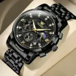 OLEVS 2951 Cornograph Watch For Men - Full Black - Image 2