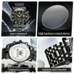 OLEVS 2951 Cornograph Watch For Men - Full Black - Image 3