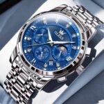 OLEVS 2951 Cornograph Watch For Men - Silver Blue