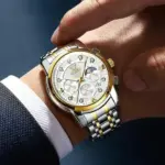 OLEVS 2951 Cornograph Watch For Men - Silver Gold White - Image 2