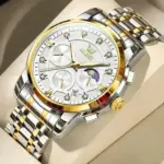 OLEVS 2951 Cornograph Watch For Men - Silver Gold White - Image 3