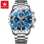 OLEVS 2953 Cornograph Watch For Men - Silver Blue