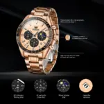 OLEVS 3618 Cornograph Watch For Men - Rose Black - Image 3