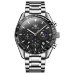 OLEVS 3618 Cornograph Watch For Men - Silver Black