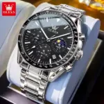OLEVS 3618 Cornograph Watch For Men - Silver Black - Image 2