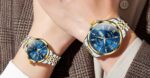 Olevs 3620 Couple Watch - Silver Gold Blue - Image 3