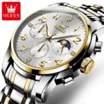OLEVS 3628 Watch For Men - Silver Gold - Image 2