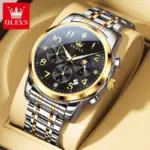 OLEVS 3628 Watch For Men - Silver Gold Black - Image 2