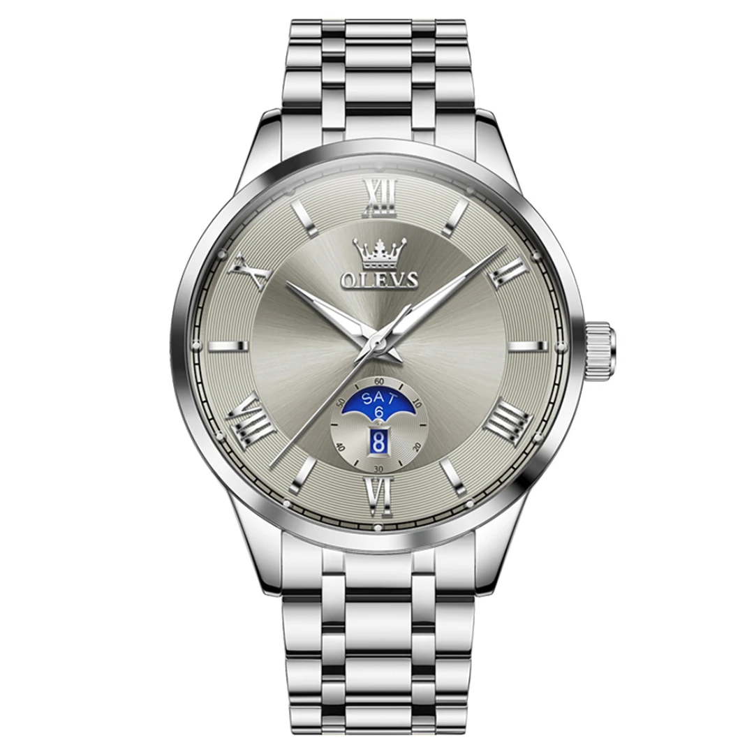 OLEVS-3638-Watch-For-Men-Silver-Gray.webp OLEVS 3638 Watch For Men - Silver Gray - Image 1