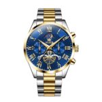 OLEVS 3640 Watch For Men - Silver Gold Blue