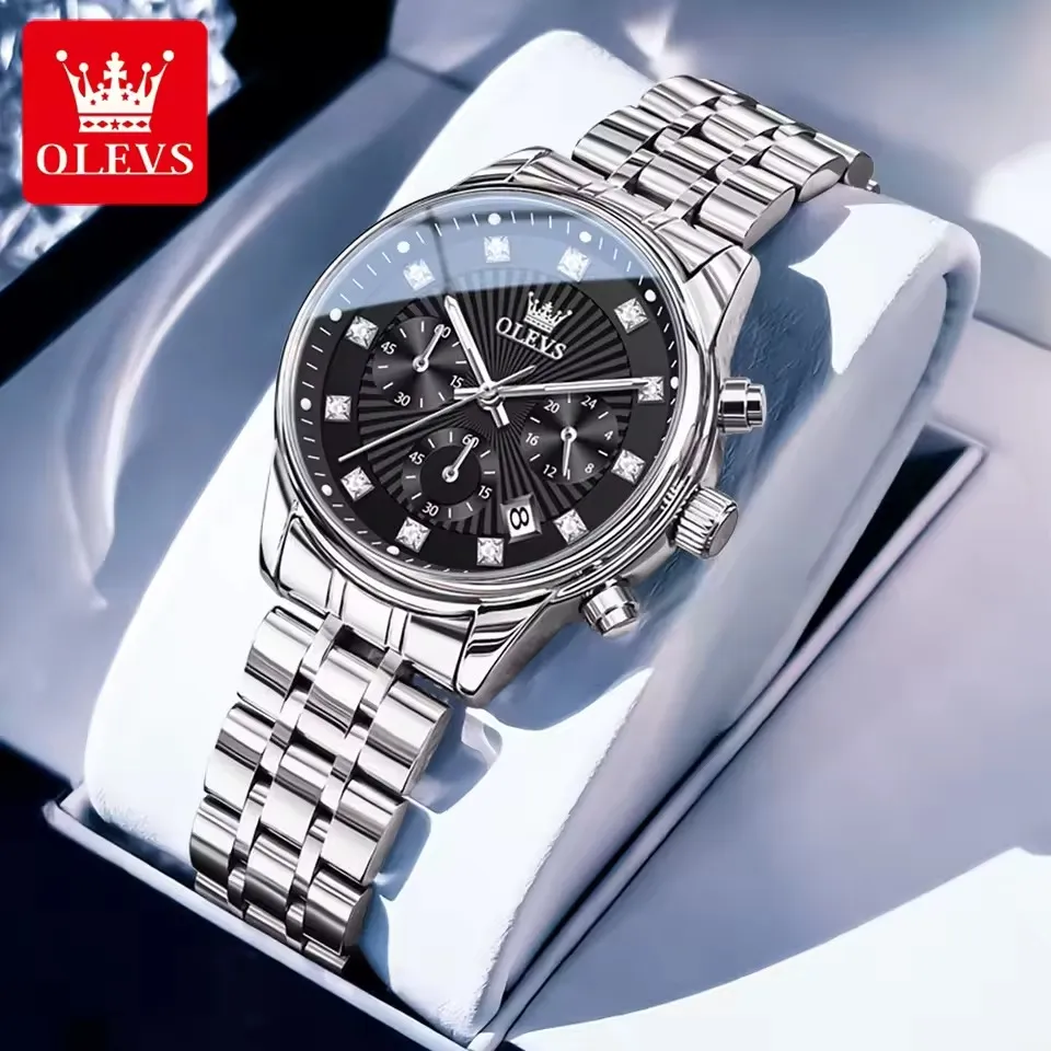 OLEVS-3669-Watch-For-Women-Silver-Black.webp OLEVS 3669 Watch For Women - Silver Black - Image 1