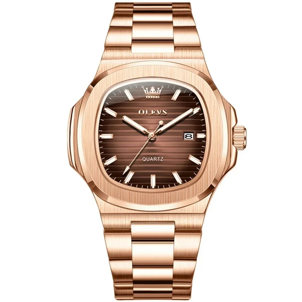 OLEVS-3696-Watch-For-Men-Rose-Brown.webp OLEVS 3696 Watch For Men - Rose Brown - Image 1