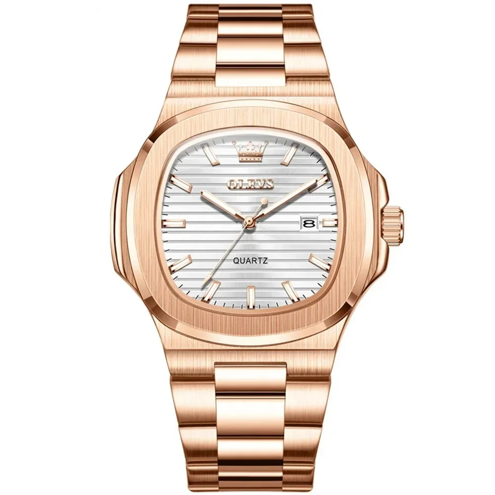 OLEVS-3696-Watch-For-Men-Rose-White.webp OLEVS 3696 Watch For Men - Rose White - Image 1