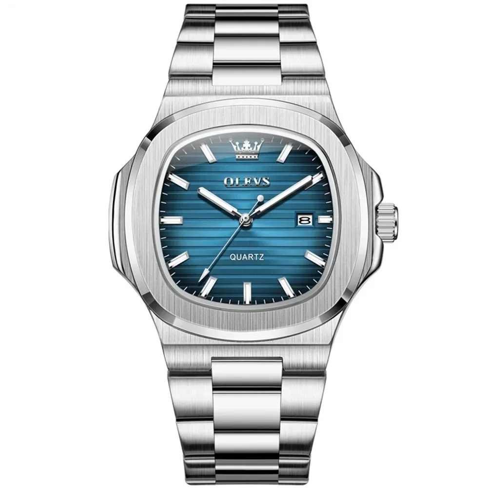 OLEVS-3696-Watch-For-Men-Silver-Blue.webp OLEVS 3696 Watch For Men - Silver Blue - Image 1