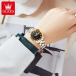 OLEVS 5563 Watch For Woman –Golden Silver and Black - Image 2